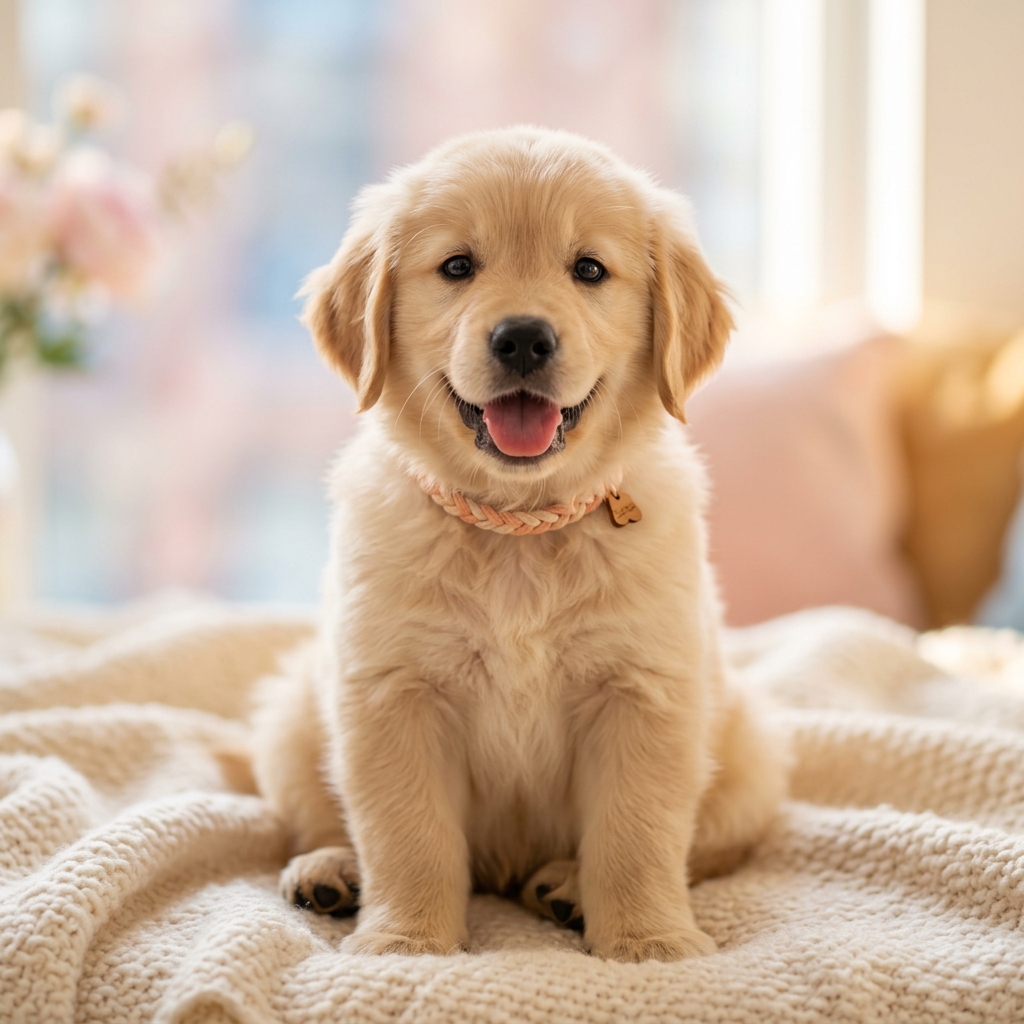 Happy golden retriever puppy